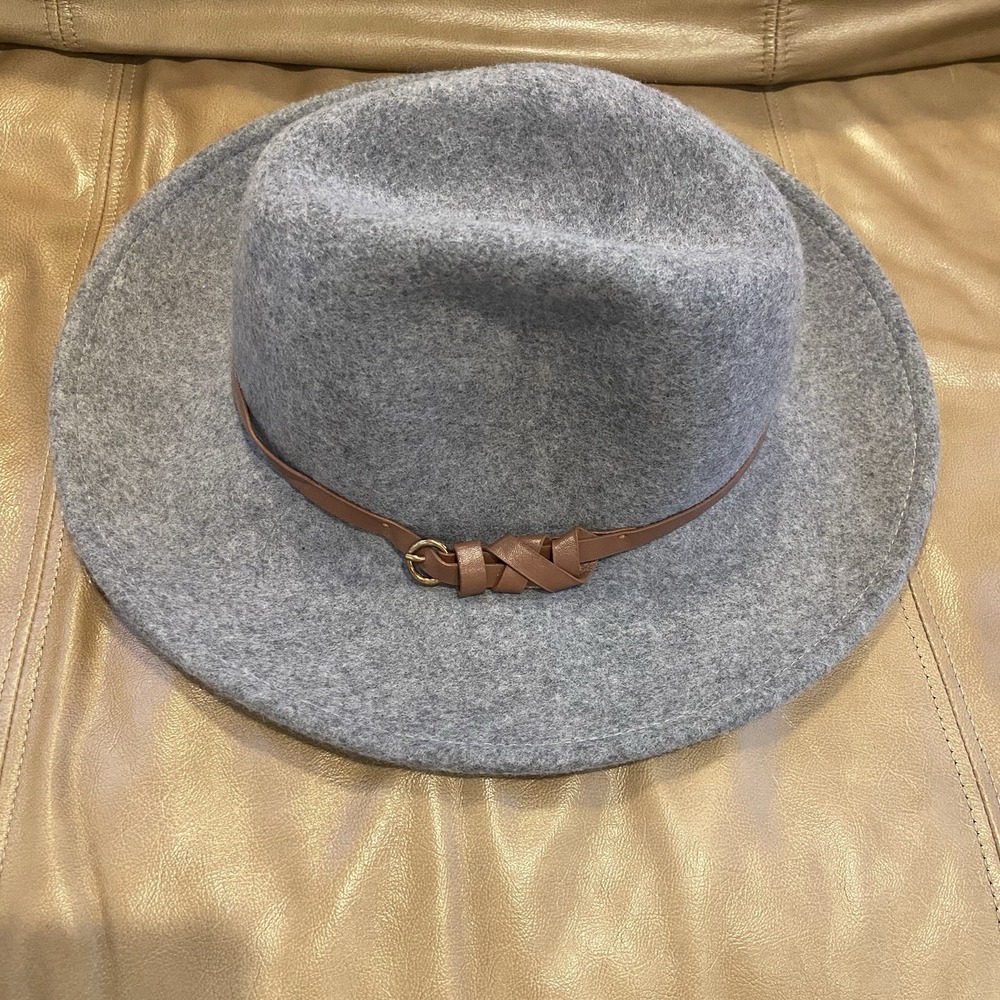 Fedora Style 100% Wool Hat Altered State NWT Gray Faux Leather Hat Trim One Size - Picture 2 of 8